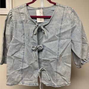 Denim Tie-Front Top